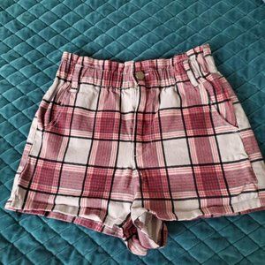 Plaid Paperbag Waist Mom Shortie Shorts